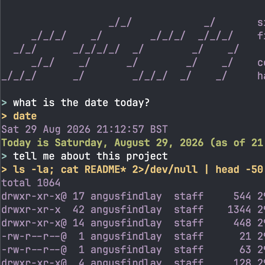 The agent running in the terminal